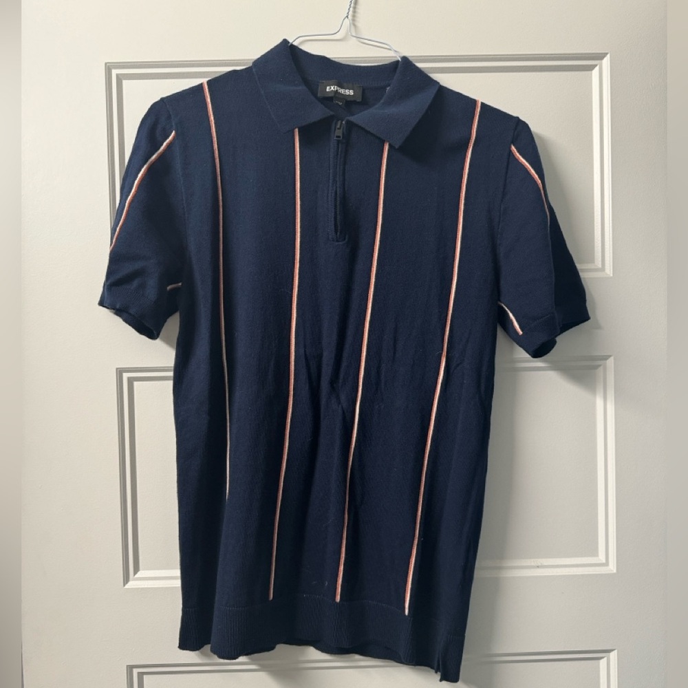Express - Men’s Short Sleeve Sweater Zipper Polo